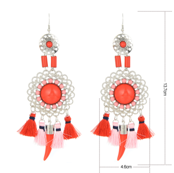 E-4244 4 Colors New Arrive Fashion Bohemian Bead Taasel Gem Dangle Earring for Women Party Accessories