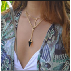 N-6000 Fashion Bohemian Style Metal Alloy Chain Rhinestone Drop Pendant Necklace for Women Jewelry