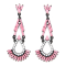 E-3530 New Fashion Triangle Ear jewelry Bead Tassel Pendant Earrings For Women