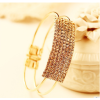B-0382Fashion  Gold Alloy Rectangle Shape Full rhinestone Luxury Opening Cuff Bracelets Bangles