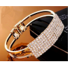 B-0382Fashion  Gold Alloy Rectangle Shape Full rhinestone Luxury Opening Cuff Bracelets Bangles