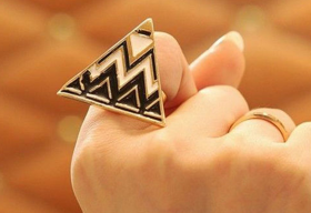 R-0740 New Fashion Triangle Gold Plated Alloy Wave  Ring
