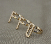 R-1184 New Fashion OFF ON Shape Gold Alloy Ring