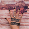 R-1474 6 Pcs/Set Pearl Antique Silver Gold Rhinestone Knuckle Midi Finger Rings Set for Women Jewelry