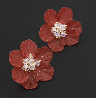 E-4788 Korean Style Fashion Jewelry Crystal Flower Stud Earrings For Women
