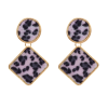 E-4848 4 Colors Personality Big Fashion Multilayer Spot Pattern Cloth Square Round Drop Earrings Gold Metal Geometric Earrings