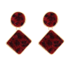 E-4848 4 Colors Personality Big Fashion Multilayer Spot Pattern Cloth Square Round Drop Earrings Gold Metal Geometric Earrings