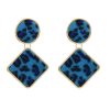 E-4848 4 Colors Personality Big Fashion Multilayer Spot Pattern Cloth Square Round Drop Earrings Gold Metal Geometric Earrings