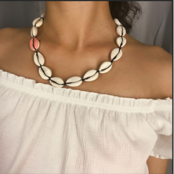 N-7218 Shell Drop Oil Asymmetrical Necklace for Women's Jewelry Design
