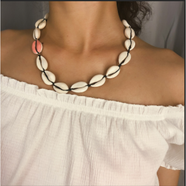 N-7218 Shell Drop Oil Asymmetrical Necklace for Women's Jewelry Design