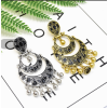 E-5263 Indian Style Double Crescent Shaped Bell Tassel Retro Earrings