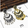 E-5263 Indian Style Double Crescent Shaped Bell Tassel Retro Earrings