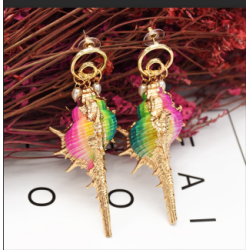 E-5268  Summer Sea Style Conch Shell Pendant Earrings for Women's Jewelry Design