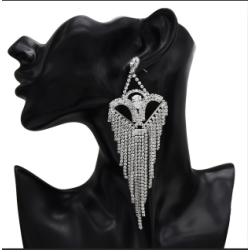 E-5281 Fashion Silver Gold Metal Full Rhinestone Tassel Drop Earrings For Women Wedding Party Jewelry