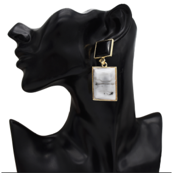 E-5133  2 Colors Contrast Square Acrylic Fashion Dangle Earrings For Women Wedding Party Jewelry