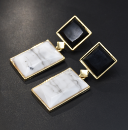 E-5133  2 Colors Contrast Square Acrylic Fashion Dangle Earrings For Women Wedding Party Jewelry