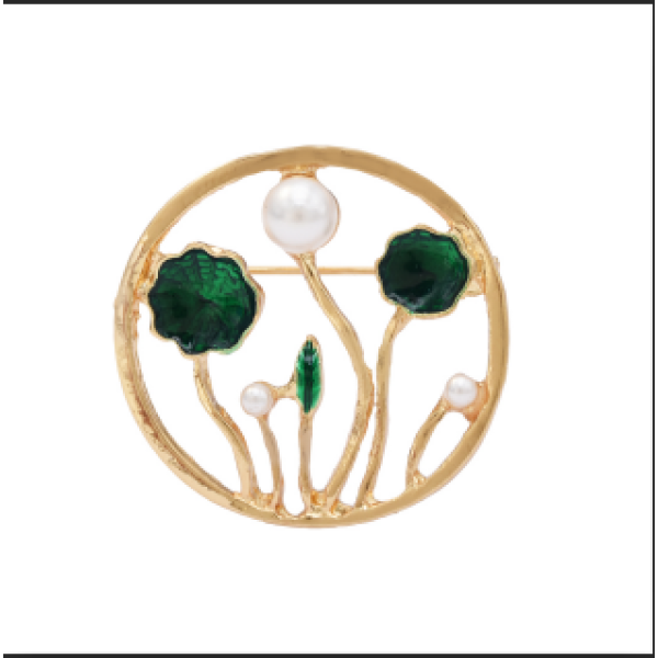 P-0436 Vintage Style Bronze Alloy Dragonfly Insect Grass Pin Brooch