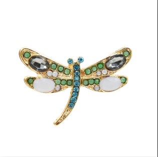 P-0436 Vintage Style Bronze Alloy Dragonfly Insect Grass Pin Brooch