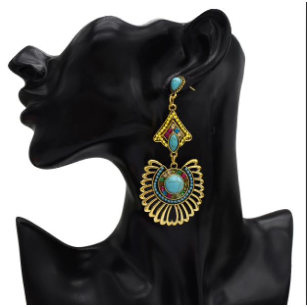 E-5309 New Arriva Bohemian Dangle Drop Women shaped Turquoise Earrings for Women Jewelry