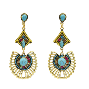 E-5309 New Arriva Bohemian Dangle Drop Women shaped Turquoise Earrings for Women Jewelry