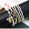 B-0971 Set of 6 Bracelets Acrylic Beads Alloy Bracelet for Woman Bangle