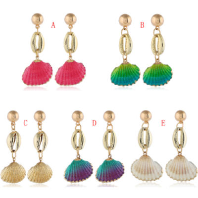 E-5317  5 Color Bohemia Earrings Sea Shell Beach Earrings Drop Dangle Earring for Woman Jewelry