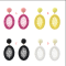 E-5334  4 Colors Boho Straw Woven Earrings Handmade Drop Dangle Geometric Earrings for Women