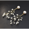 E-5337 Fashion Simple Twig Pearl Beaded Flower Pendant Earrings Jewelry For Women Design