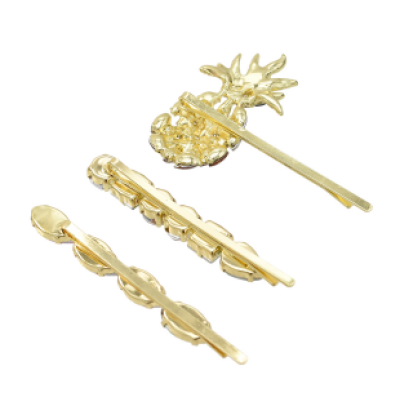 F-0654  3pcs/set Fashion Golden Pineapple Shape Rhinestone Hairpin Female Hairpin Hair Accessories