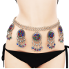 N-7247  Bohemian Boho Vintage Silver Plated Inlay Acrylic Coin Tassel  Waist Belly Body Chain Women Jewelry