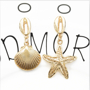 E-5366  Fashion Marine Style Starfish Sea Shell Summer Earrings Female Wedding Party Jewelry