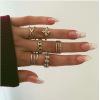 R-1507   8 Pcs/set Rings Set Vintage Rhinestone Midi Finger Ring Sets for Women Gypsy Dancer  Boho Party Jewelry