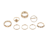 R-1507 8 Pcs/set Rings Set Vintage Rhinestone Midi Finger Ring Sets for Women Gypsy Dancer Boho Party Jewelry