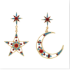 E-5386  Fashion Stars Moon Shape Acrylic Diamond Embellishment Alloy Statement Earrings For Women Jewelry