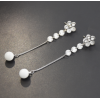 E-5384  Silver Needle Shaped Rhinestone Zircon Drop Earrings Golden Ladies Wedding Party Jewelry