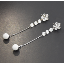 E-5384  Silver Needle Shaped Rhinestone Zircon Drop Earrings Golden Ladies Wedding Party Jewelry