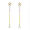 E-5384  Silver Needle Shaped Rhinestone Zircon Drop Earrings Golden Ladies Wedding Party Jewelry