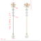 E-5384  Silver Needle Shaped Rhinestone Zircon Drop Earrings Golden Ladies Wedding Party Jewelry