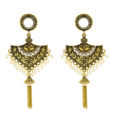 E-5387 Indian Vintage Gold Silver Bell Tassel Statement Jhumka Earrings For Women Party Jewelry