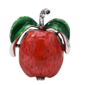 P-0439 Red Green Enamel Apple Brooches For Women Girl Dress Suit Summer Party Accessories