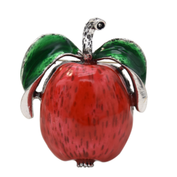 P-0439 Red Green Enamel Apple Brooches For Women Girl Dress Suit Summer Party Accessories