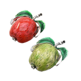 P-0439 Red Green Enamel Apple Brooches For Women Girl Dress Suit Summer Party Accessories