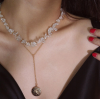 N-7272 Fashion transparent rough alloy necklace coin pendant ladies party jewelry
