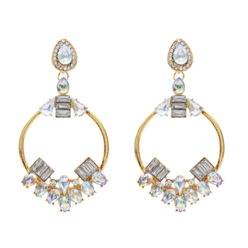 E-5467 Big Hoop Round Circle Crystal Pendant Drop Earrings For Women Wedding Statement Earrings Jewelry Gifts