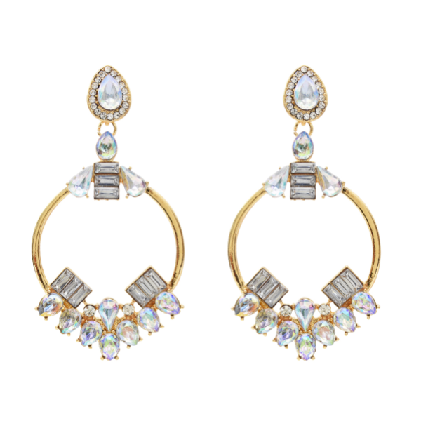E-5467 Big Hoop Round Circle Crystal Pendant Drop Earrings For Women Wedding Statement Earrings Jewelry Gifts