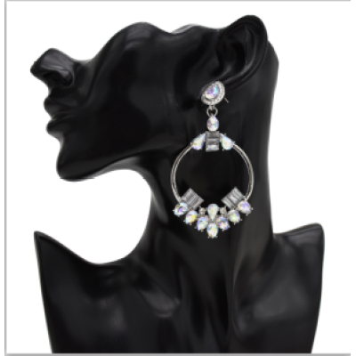 E-5467 Big Hoop Round Circle Crystal Pendant Drop Earrings For Women Wedding Statement Earrings Jewelry Gifts