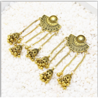 E-5500 Fashion Indian Earrings for Women Oxidized Jhumka Silver Gold Big Long Tassel Bells Drop Earring