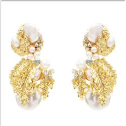 E-5522 2019 Newest Gold Leaf Drop Earrings for Women Bridal Tear Drop Hanging Earrings Pearls Jewelry