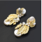 E-5522 2019 Newest Gold Leaf Drop Earrings for Women Bridal Tear Drop Hanging Earrings Pearls Jewelry