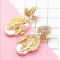 E-5522 2019 Newest Gold Leaf Drop Earrings for Women Bridal Tear Drop Hanging Earrings Pearls Jewelry